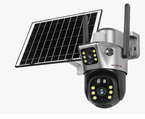 Cámara Seguridad Panel Solar Doble lente