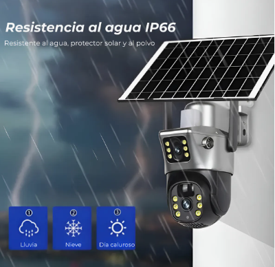 Cámara Seguridad Panel Solar Doble lente